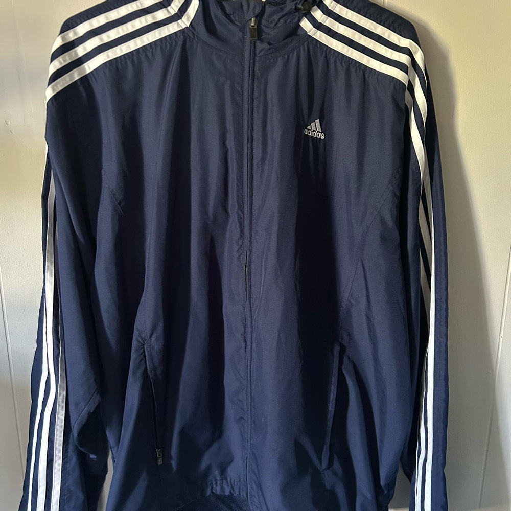 Adidas Men's Dark Blue Windbreaker Jacket